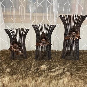 Metal Willow Led Wrought Iron Candle Holders Set of 3